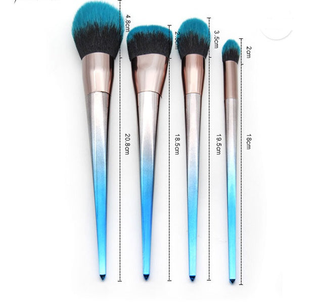 7 diamond makeup brushes blue black gradient Set with design precision