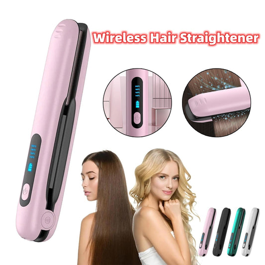 Wireless Hair Straightener Flat Iron Mini 2 IN 1 Roller