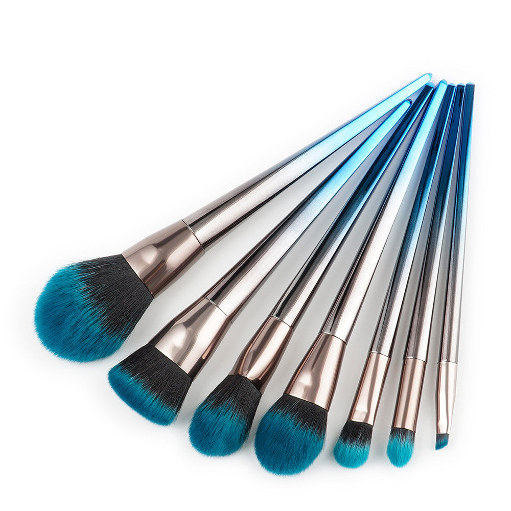 7 diamond makeup brushes blue black gradient Set with design precision