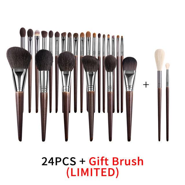 Natural Makeup Brushes Set Eyeshadow Make Up Brush Goat - 24 piece set