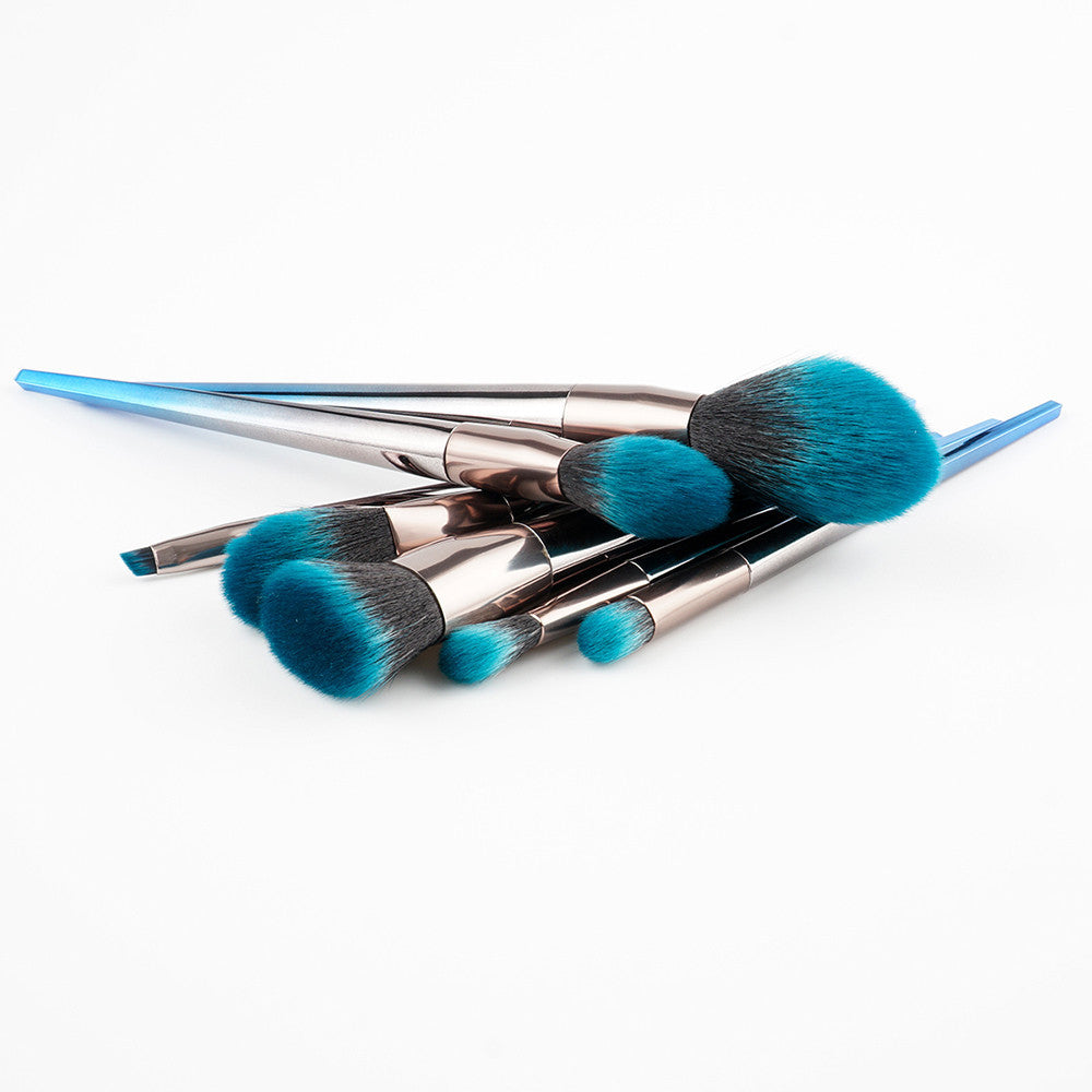 7 diamond makeup brushes blue black gradient Set with design precision