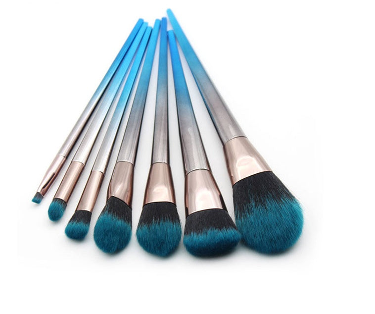 7 diamond makeup brushes blue black gradient Set with design precision