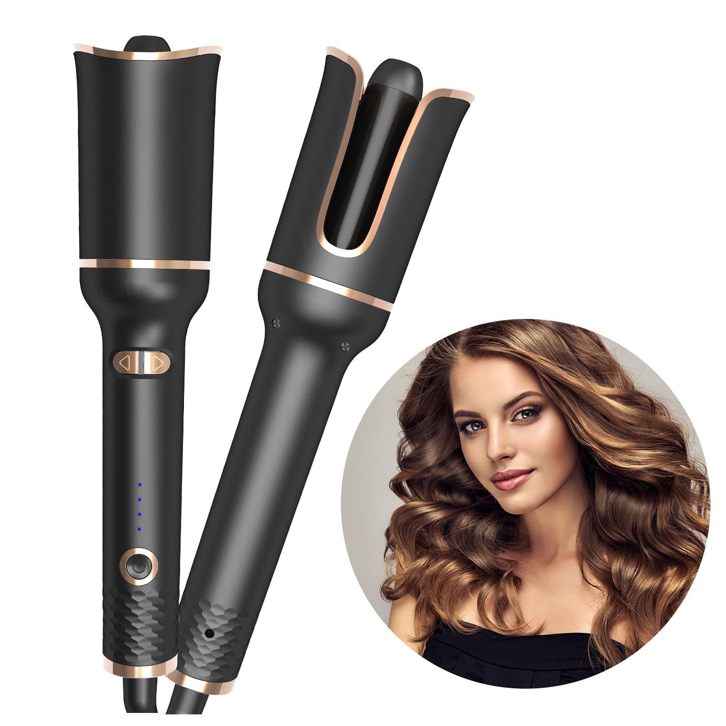 Black Automatic Spiral Electric Curling Iron Negative Ion 