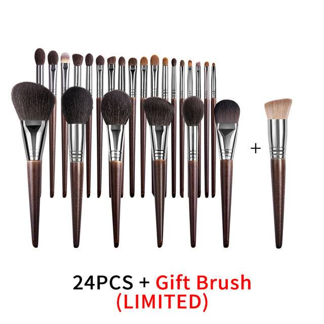 Natural Makeup Brushes Set Eyeshadow Make Up Brush Goat - 24 piece set