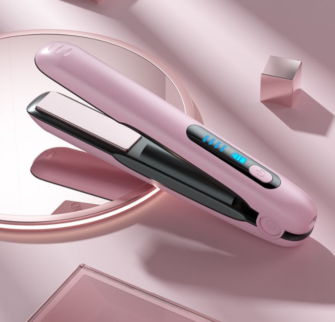 Wireless Hair Straightener Flat Iron Mini 2 IN 1 Roller