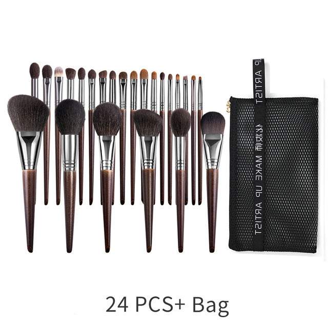 Natural Makeup Brushes Set Eyeshadow Make Up Brush Goat - 24 piece set